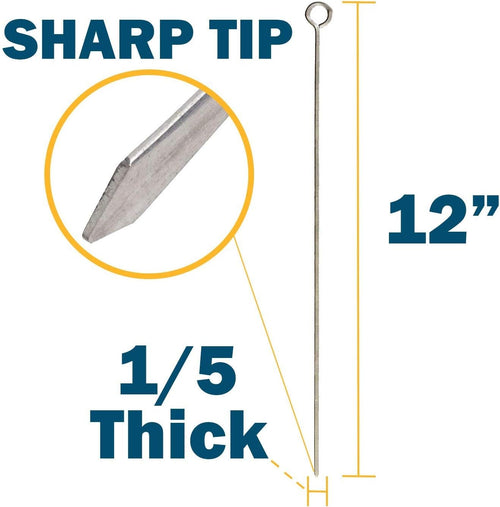 24 Pack Kabob Skewers for Grilling 12 Inch - BBQ Grill Grilling Accessories, Stainless Steel, Pack of 24 - view 2