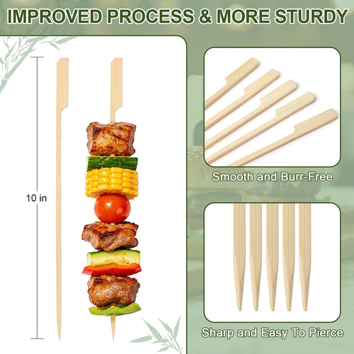 200PCS 10 IN Long Bamboo Skewers, Paddle Cocktail Picks | Fancy Toothpicks for Appetizers, Wooden Food Sticks for Fruit, Kabobs, BBQ Grilling, Charcuterie Accessories, Party Supplies - view 2