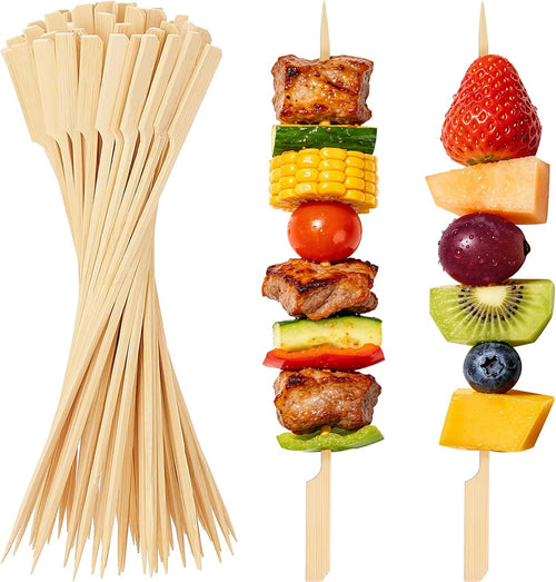 200PCS 10 IN Long Bamboo Skewers, Paddle Cocktail Picks | Fancy Toothpicks for Appetizers, Wooden Food Sticks for Fruit, Kabobs, BBQ Grilling, Charcuterie Accessories, Party Supplies