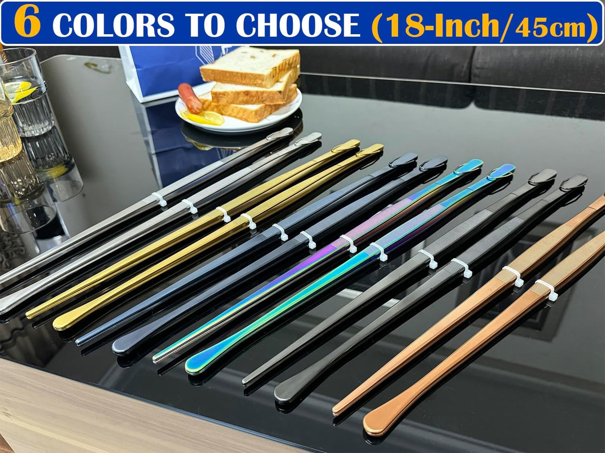 2 Pcs 18 Inch (45cm) Stainless Steel Grill Tongs Heavy Duty Giant Tweezer Tongs, Extra Large Tweezers Tools for Cooking, Grilling, BBQ and Turning Food (Silver) - view 5