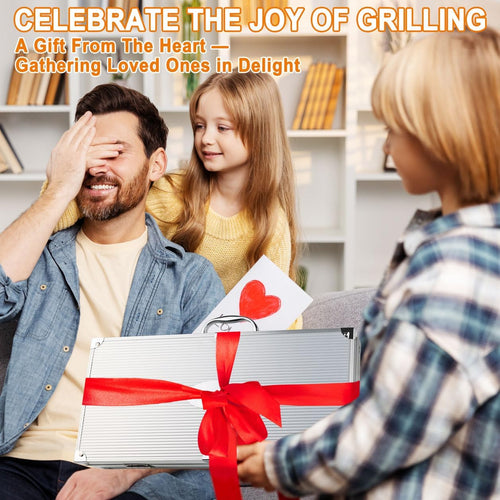 22PCS Heavy Duty BBQ Grill Accessories Set, Non-Slip Grill Tools for Outdoor Grill Set Stainless Steel Grill Utensils Set, Deluxe Grilling Tools Set in Aluminum Case Ideal Gifts for Men Brown - view 2