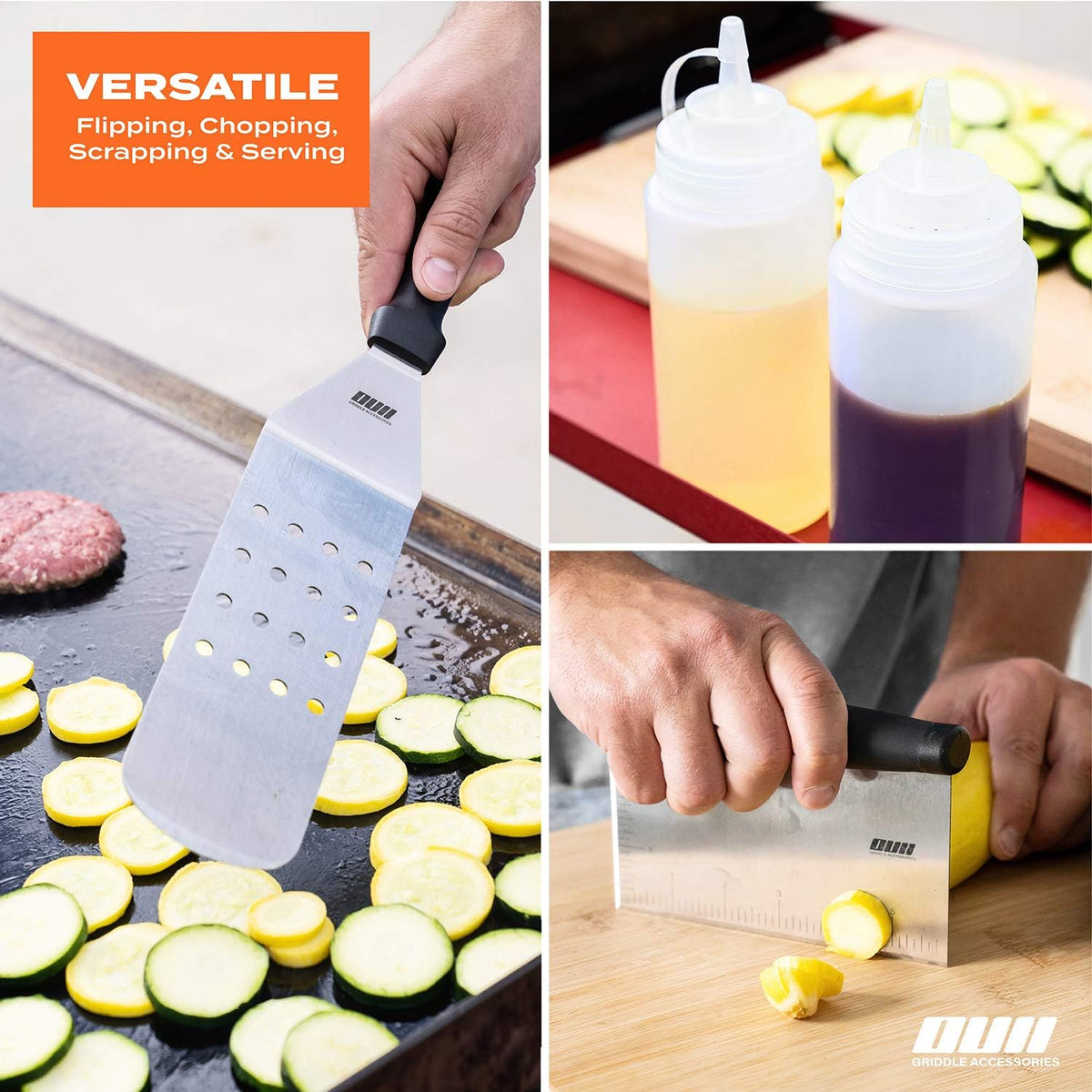 Flat top griddle accessories - 9 pieces set with griddle cleaning kit and carry bag, metal spatula, scraper for hibachi and teppanyaki grill - view 6