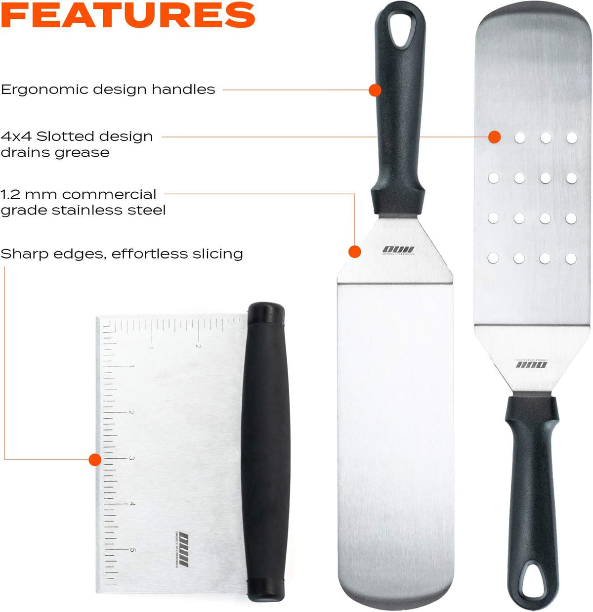 Flat top griddle accessories - 9 pieces set with griddle cleaning kit and carry bag, metal spatula, scraper for hibachi and teppanyaki grill - view 3