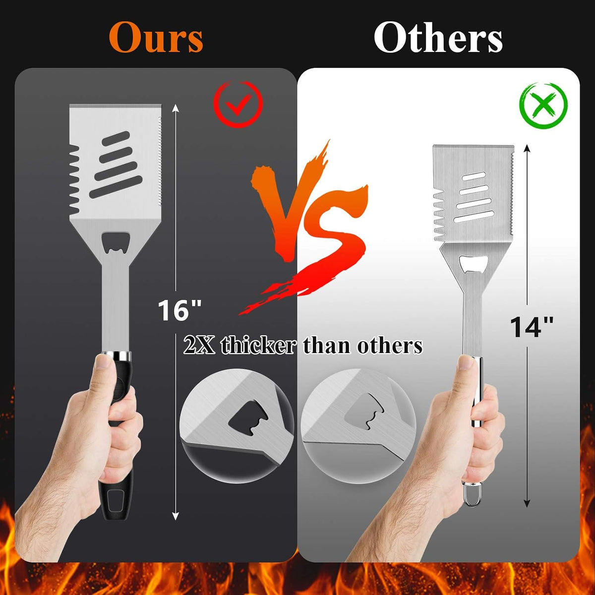 23pcs Heavy Duty Grilling Gifts for Men Dad Fathers Day, Extra Thick BBQ Accessories Tools Set, Stainless Steel Grill Utensils Kit with Meat Claws,Canvas Bag for Outdoor Camping Black - view 4