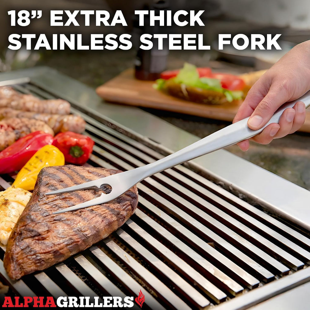 Grill Tools Set, BBQ & Grilling Accessories Outdoor Utensils | Heavy-Duty Stainless Steel Spatula, Fork, Brush & Tongs, Great BBQ Gift for Men - view 5