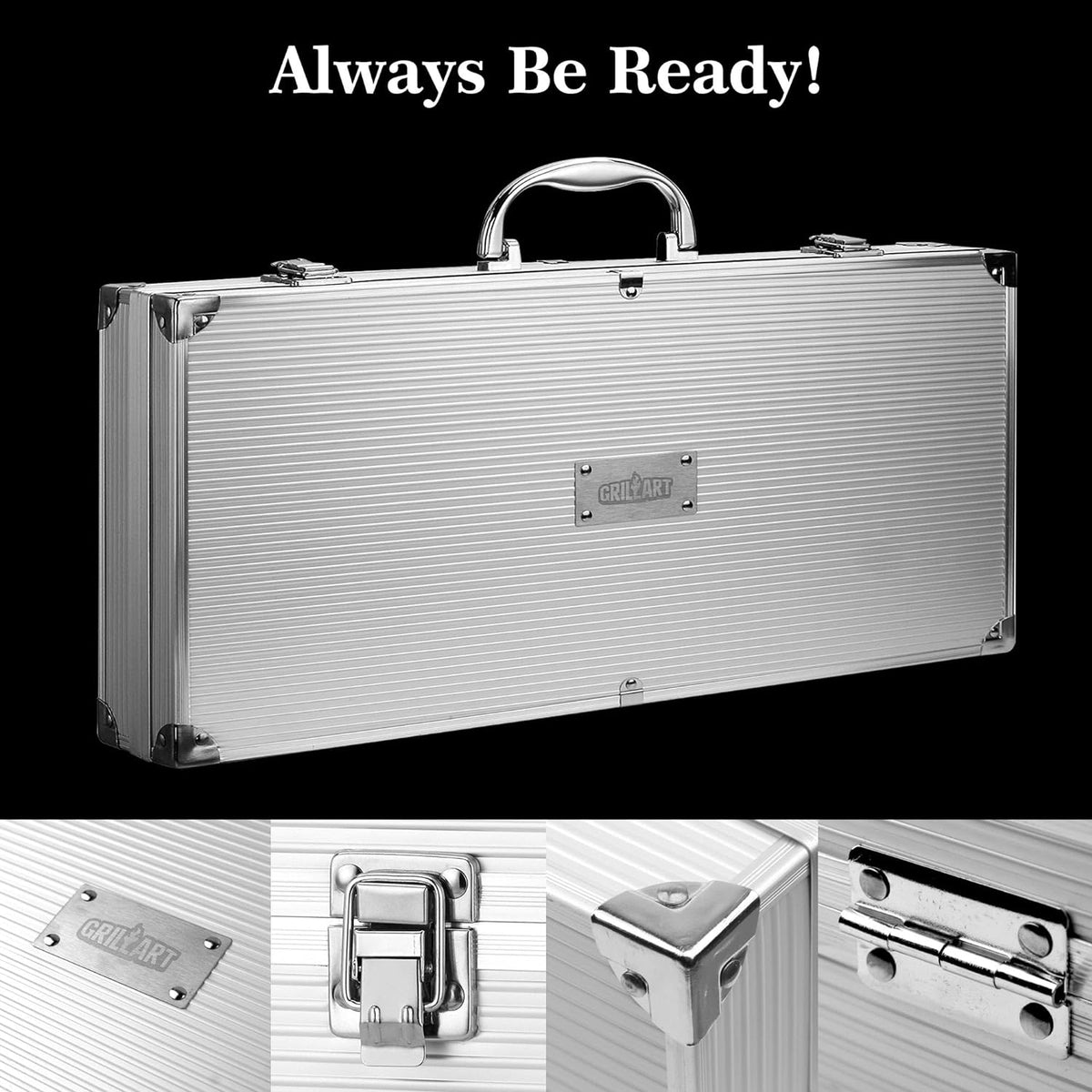 BBQ Grill Utensil Tools Set Reinforced BBQ Tongs 19-Piece Stainless-Steel Barbecue Grilling Accessories w/Aluminum Storage Case -Complete Outdoor Grill Kit for Dad, Birthday Gift for Man Dad - view 5