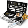BBQ Grill Utensil Tools Set Reinforced BBQ Tongs 19-Piece Stainless-Steel Barbecue Grilling Accessories w/Aluminum Storage Case -Complete Outdoor Grill Kit for Dad, Birthday Gift for Man Dad
