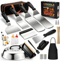 120 pcs griddle accessories kit, perfect hibachi flat top grill tools, enlarged beefed-up grill spatula gift set with basting cover, burger press for outdoor BBQ