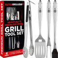 Grill Tools Set, BBQ & Grilling Accessories Outdoor Utensils | Heavy-Duty Stainless Steel Spatula, Fork, Brush & Tongs, Great BBQ Gift for Men