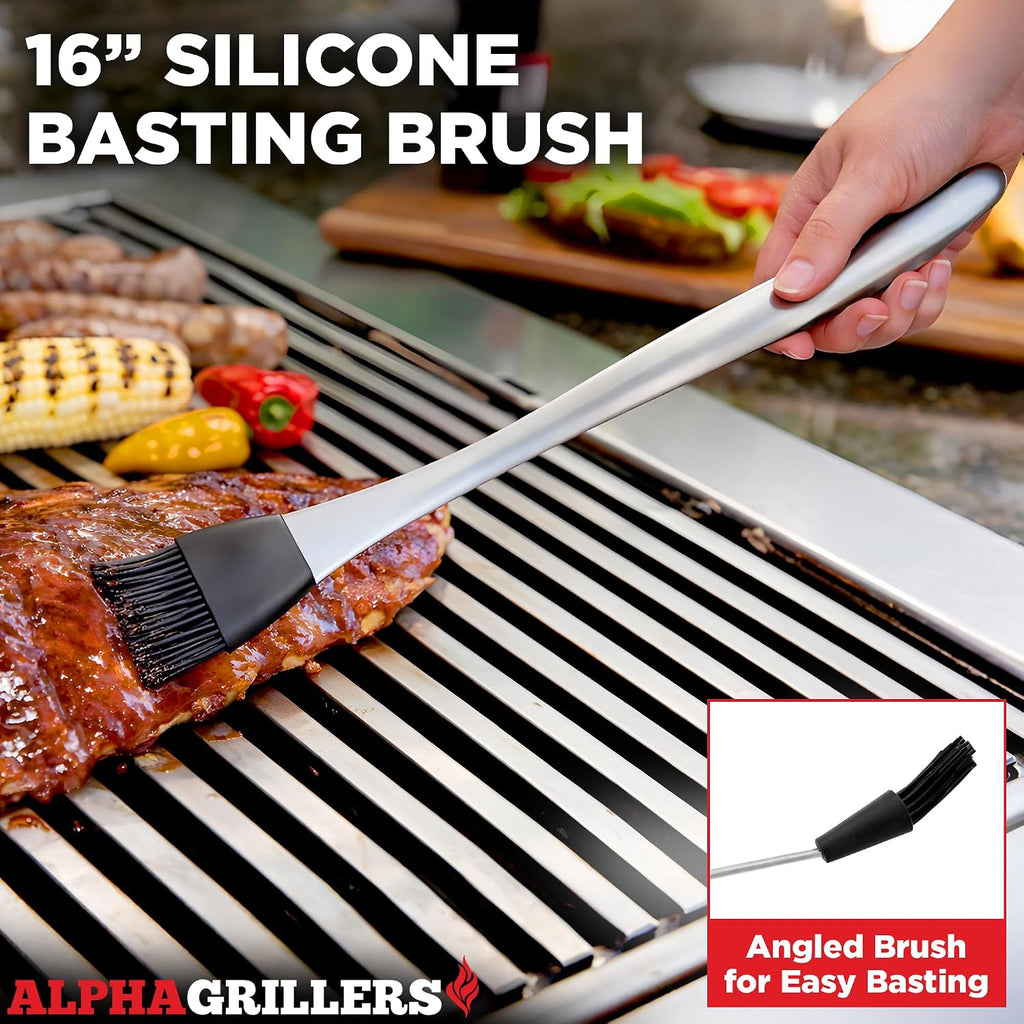 Grill Tools Set, BBQ & Grilling Accessories Outdoor Utensils | Heavy-Duty Stainless Steel Spatula, Fork, Brush & Tongs, Great BBQ Gift for Men - view 6