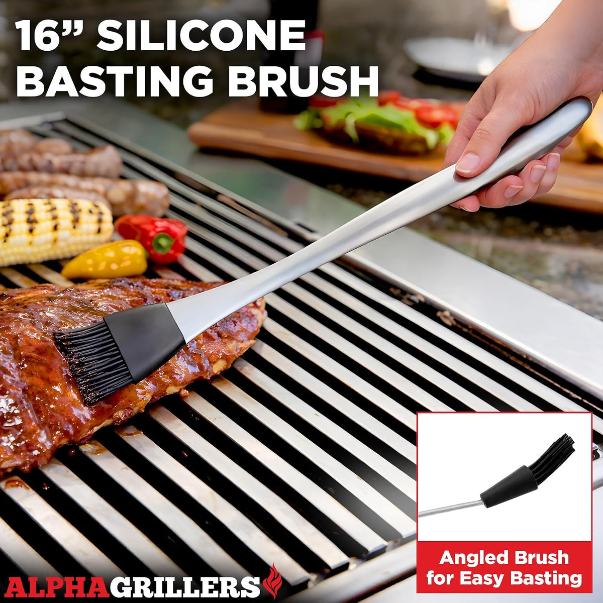 Grill Tools Set, BBQ & Grilling Accessories Outdoor Utensils | Heavy-Duty Stainless Steel Spatula, Fork, Brush & Tongs, Great BBQ Gift for Men - view 6