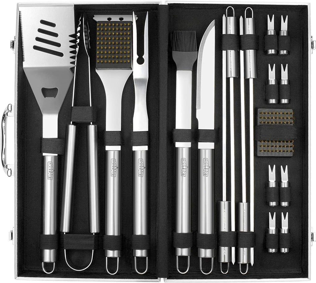 BBQ Grill Utensil Tools Set Reinforced BBQ Tongs 19-Piece Stainless-Steel Barbecue Grilling Accessories w/Aluminum Storage Case -Complete Outdoor Grill Kit for Dad, Birthday Gift for Man Dad - view 4