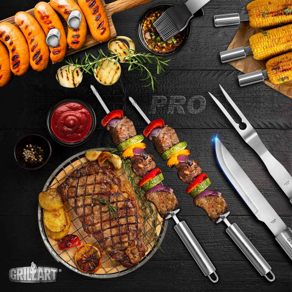 BBQ Grill Utensil Tools Set Reinforced BBQ Tongs 19-Piece Stainless-Steel Barbecue Grilling Accessories w/Aluminum Storage Case -Complete Outdoor Grill Kit for Dad, Birthday Gift for Man Dad - view 6