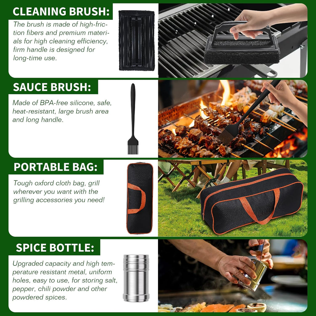 120 pcs griddle accessories kit, perfect hibachi flat top grill tools, enlarged beefed-up grill spatula gift set with basting cover, burger press for outdoor BBQ - view 6